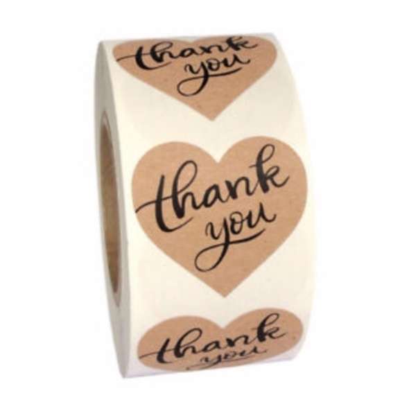 Unbranded Other - GWP 💝 20 Heart Kraft Thank You Posh Love Sticker